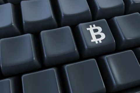 Computer keyboard with bitcoin buttons Stock Illustration