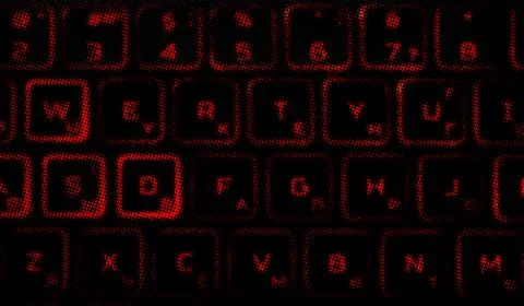 Computer keyboard in black and red colors abstract illustration. Stock Illustration
