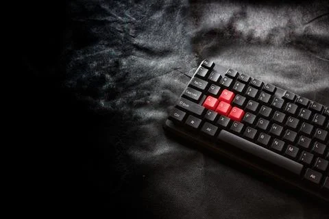 Computer keyboard on black background Фото