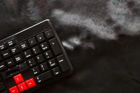 Computer keyboard on black background Foto stock