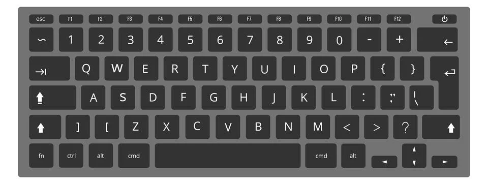 Computer keyboard black template. Typing buttons view Stock Illustration