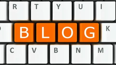Computer keyboard blog orange Stock Illustration