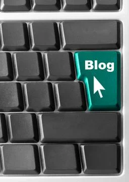 Computer keyboard,  with blue "blog" key 스톡 일러스트
