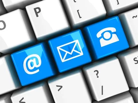 Computer keyboard blue contact Illustrazione stock