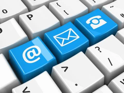 Computer keyboard blue contact Stock Photos