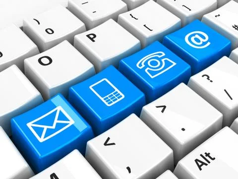 Computer keyboard blue contact Stock Photos