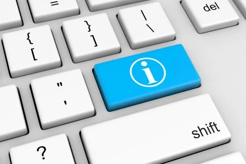 Computer Keyboard with Blue Information Button Illustration Stock Illustration