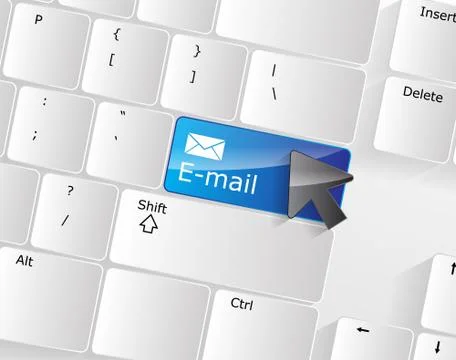 Computer keyboard - blue key e-mail, close-up 스톡 일러스트