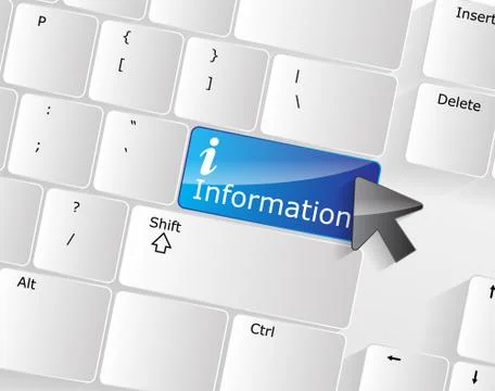 Computer keyboard - blue key information, close-up Stock Illustration