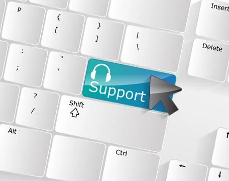Computer keyboard - blue key support, close-up Stock Illustration