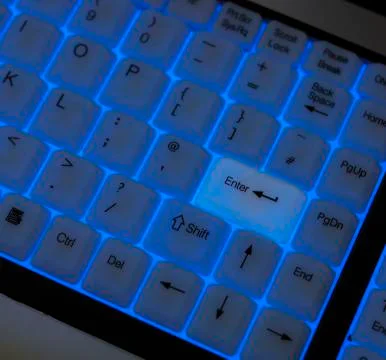 COMPUTER KEYBOARD WITH BLUE LED BACK LIGHT Stock Photos