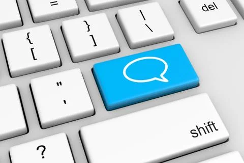 Computer Keyboard with Blue Message Button Illustration Stock Illustration