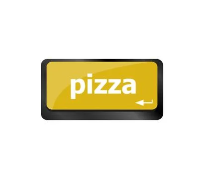 Computer keyboard with blue pizza word on enter key Stock Illustration