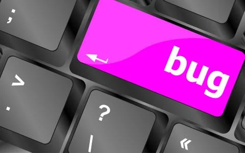 Computer keyboard with bug key. business concept イラスト素材