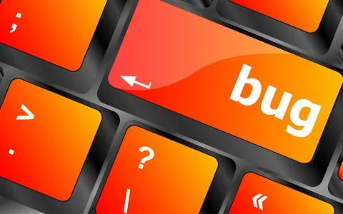 Computer keyboard with bug key. business concept Stockillustratie