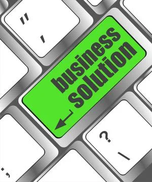 Computer keyboard with business solution key. business concept Illustrazione stock