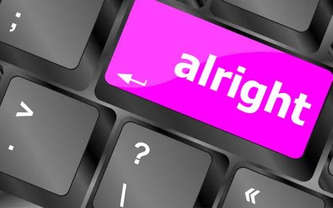 Computer keyboard button with alright word on it 스톡 일러스트