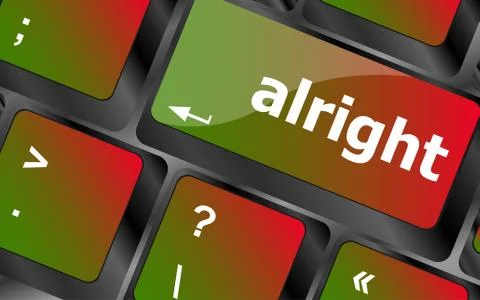 Computer keyboard button with alright word on it Stock Illustration