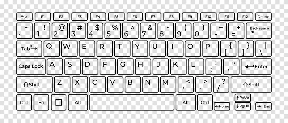 Computer keyboard button layout template with letters for graphic use. Vector Stockillustratie