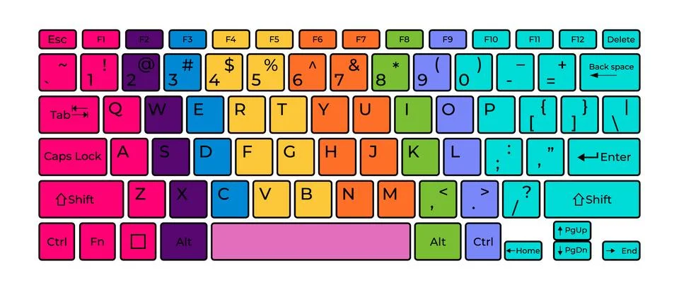 Computer keyboard button layout template with letters for graphic use. Vect.. Stock Illustration