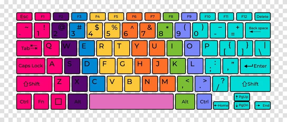 Computer keyboard button layout template with letters for graphic use. Vect.. Illustrazione stock