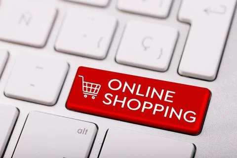 Computer keyboard button with shopping cart symbol - online shopping concept Stock Illustration