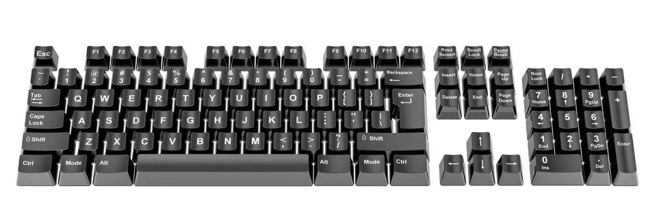 Computer Keyboard Buttons, 3D rendering Stock Illustration