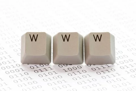 Computer keyboard buttons WWW Computer binary code and WWW word made from ... 스톡 사진