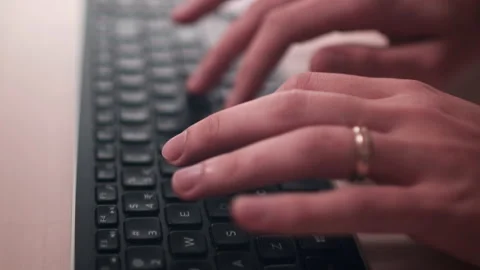 Computer keyboard. The camera is in motion - on dolly Stock Footage 87047594