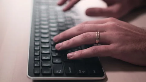 Computer keyboard. The camera is in motion - on dolly Stock Footage 87048688