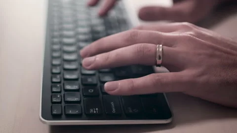 Computer keyboard. The camera is in motion - on dolly Stock Footage 87049391