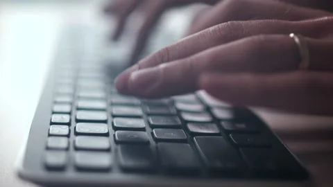 Computer keyboard. The camera is in motion - on dolly Stock Footage 87050071