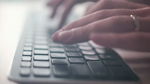 Computer keyboard. The camera is in motion - on dolly Stock Footage 87050357