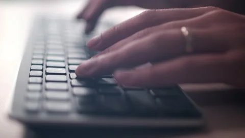 Computer keyboard. The camera is in motion - on dolly Stock Footage 87051279
