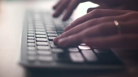 Computer keyboard. The camera is in motion - on dolly Stock Footage 87051373
