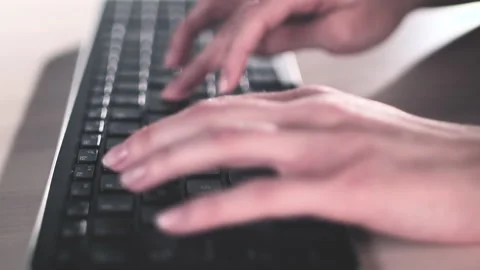 Computer keyboard. The camera is in motion - on dolly Stock-Footage 87349823
