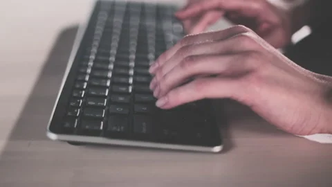 Computer keyboard. The camera is in motion - on dolly Stock-Footage 87350142