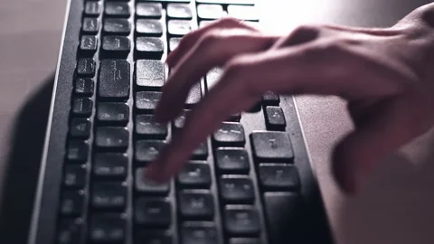Computer keyboard. The camera is in motion - on dolly Stock Footage 87353357