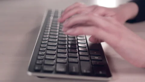 Computer keyboard. The camera is in motion - on dolly Stock Footage 87357379
