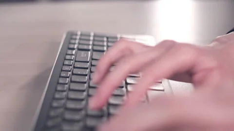 Computer keyboard. The camera is in motion - on dolly Stock Footage 87358657