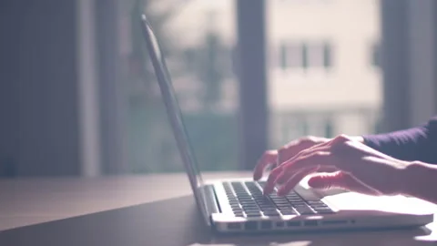 Computer keyboard. The camera is in motion - on dolly Stock Footage 87369634