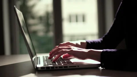 Computer keyboard. The camera is in motion - on dolly Stock Footage 87370377