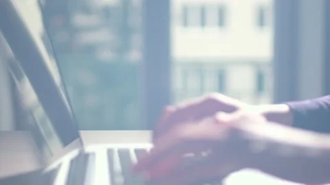 Computer keyboard. The camera is in motion - on dolly Stock Footage 87370794