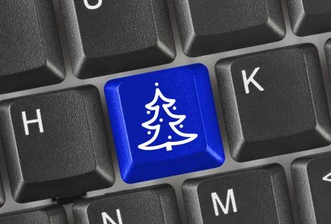 Computer keyboard with christmas tree key Stock Illustration