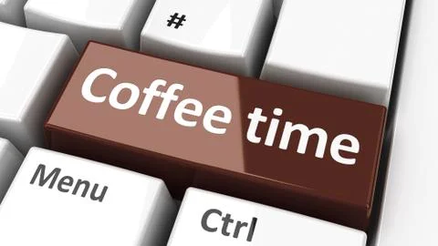 Computer keyboard coffee time Stock Illustration