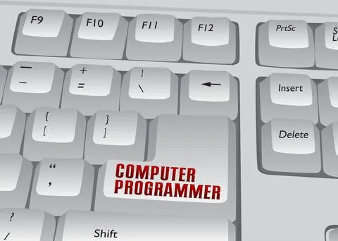 Computer Keyboard with Computer Programmer text. Close-up of an electronic .. Stock-Illustration