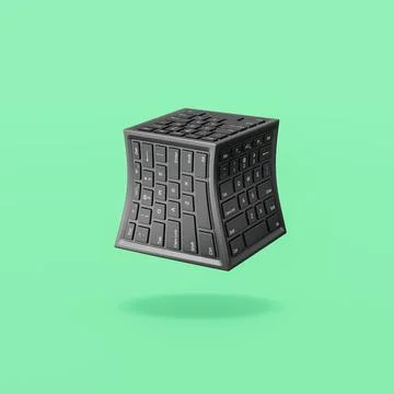 Computer Keyboard Cube Shape on Green Background Stock Illustration