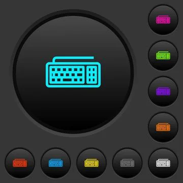 Computer keyboard dark push buttons with color icons 스톡 일러스트