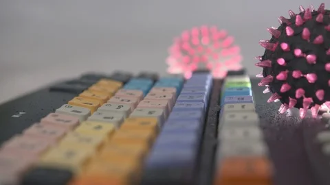 Computer keyboard disinfection close up Stock Footage 126912454