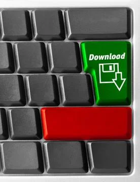 Computer keyboard with "download" key Illustrazione stock